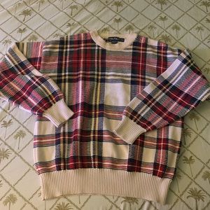 Nautica cream and plaid cotton vintage sweater